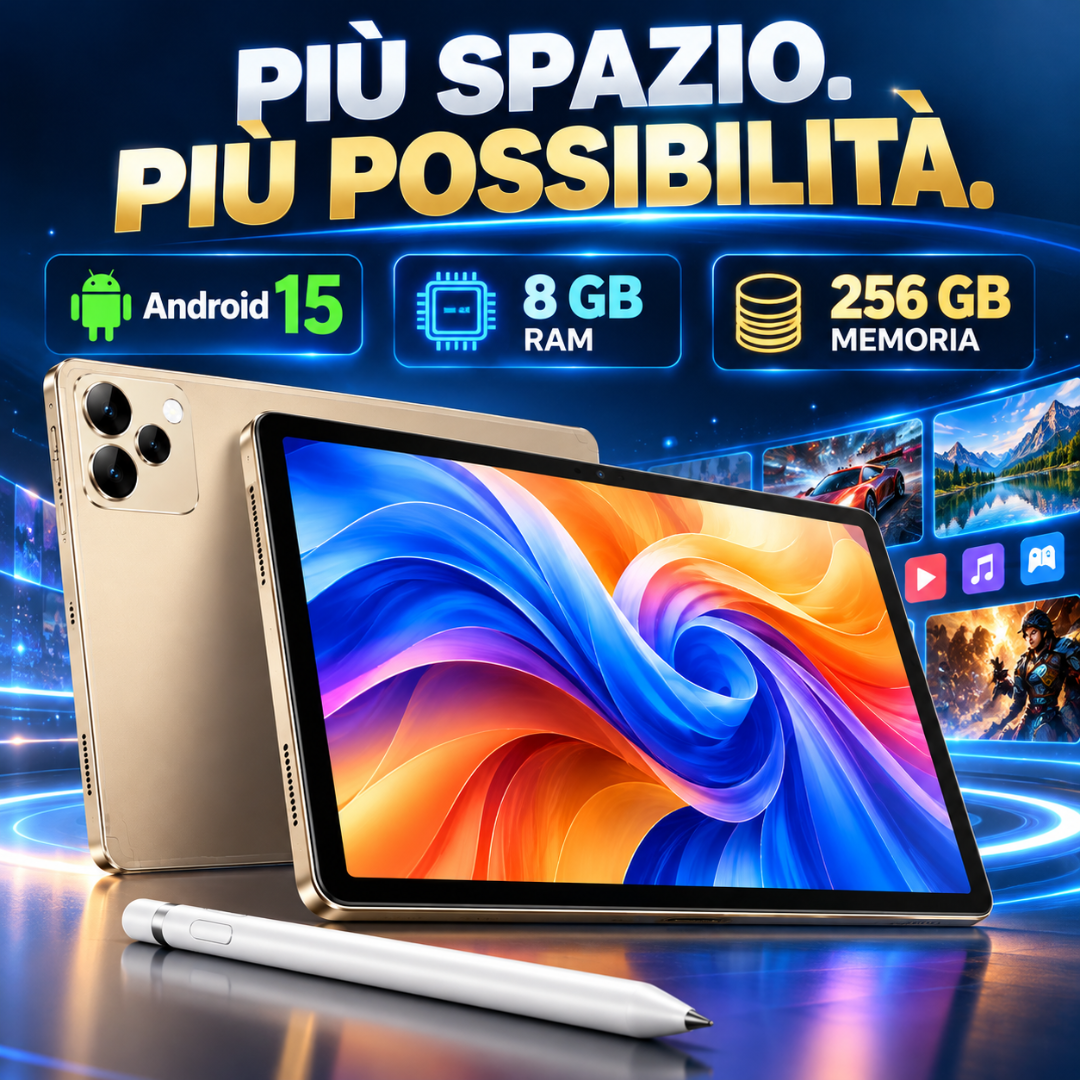 Tablet i17 Pro Android 15 – 256GB, Display IPS, Batteria 8000mAh Studio e Intrattenimento