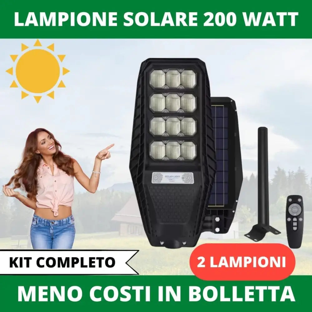 4 Pezzi Lampione Solare a Led esterno 200W Lampione led solare con Palo e Telecomando - simple