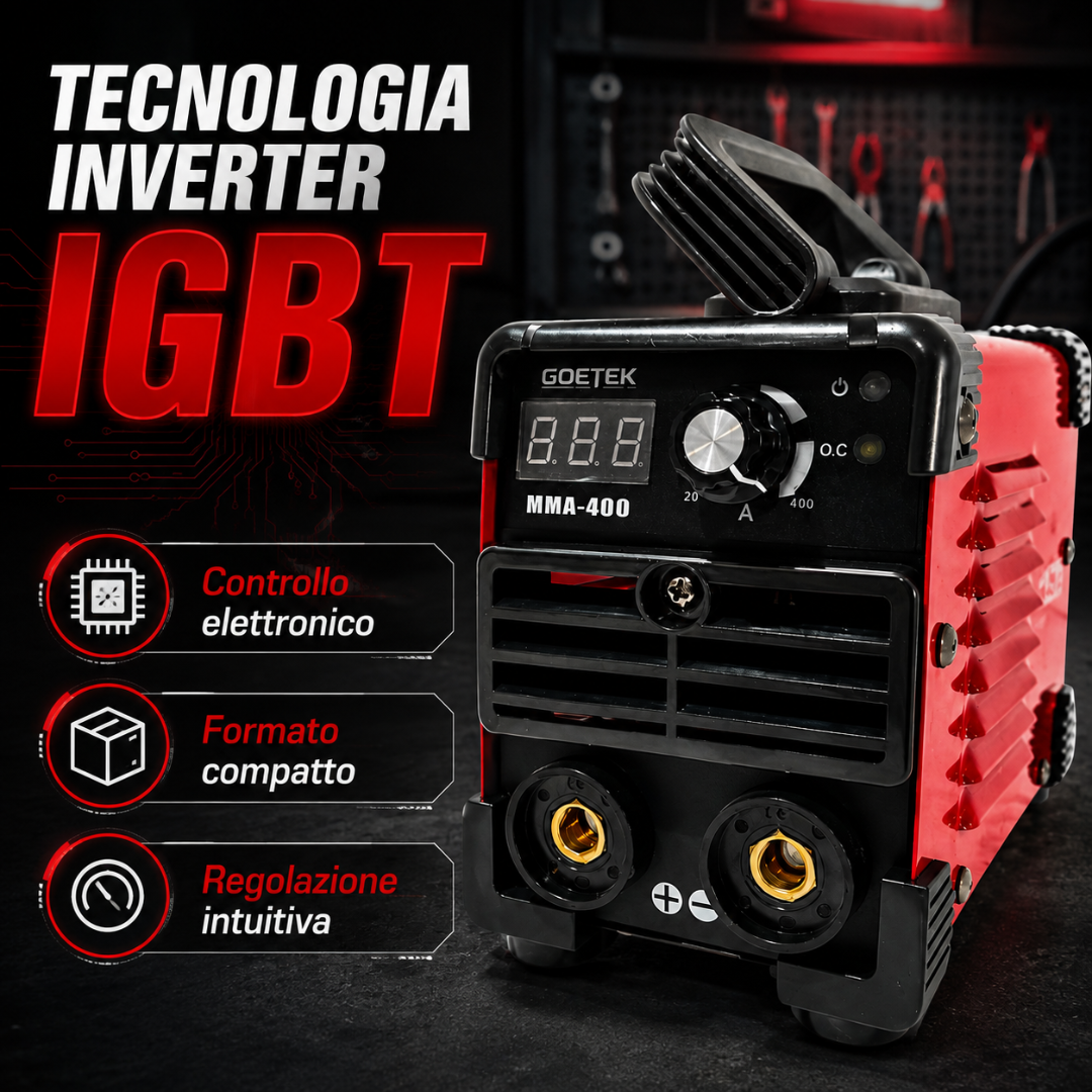 Saldatrice Inverter Mini MMA-400A Ultra Compatta | IGBT DC, VRD, Display LED, MMA e Lift TI