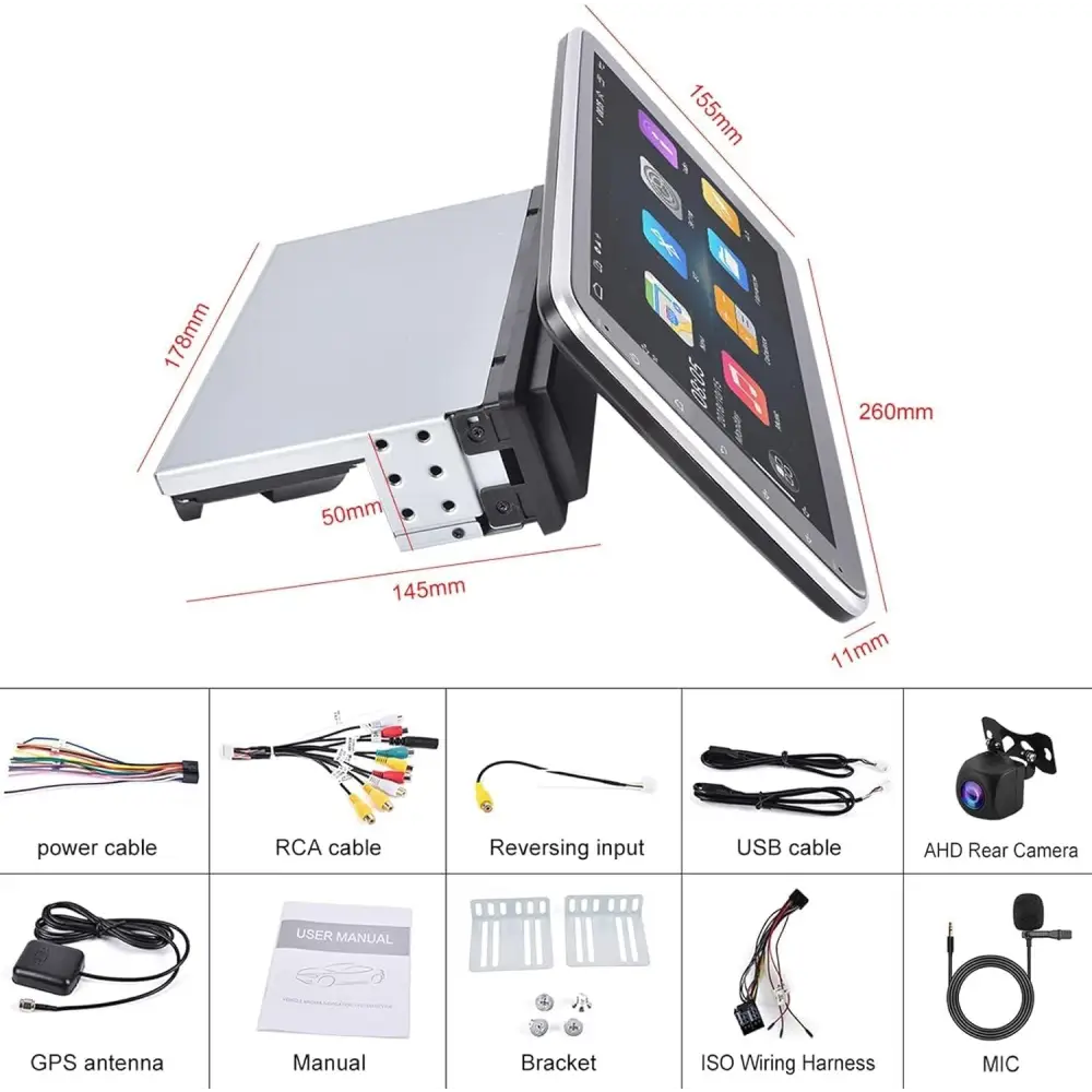 Autoradio Android 1 Din Radio Carplay Wireless schermo touch da 10,1 Pollici - simple