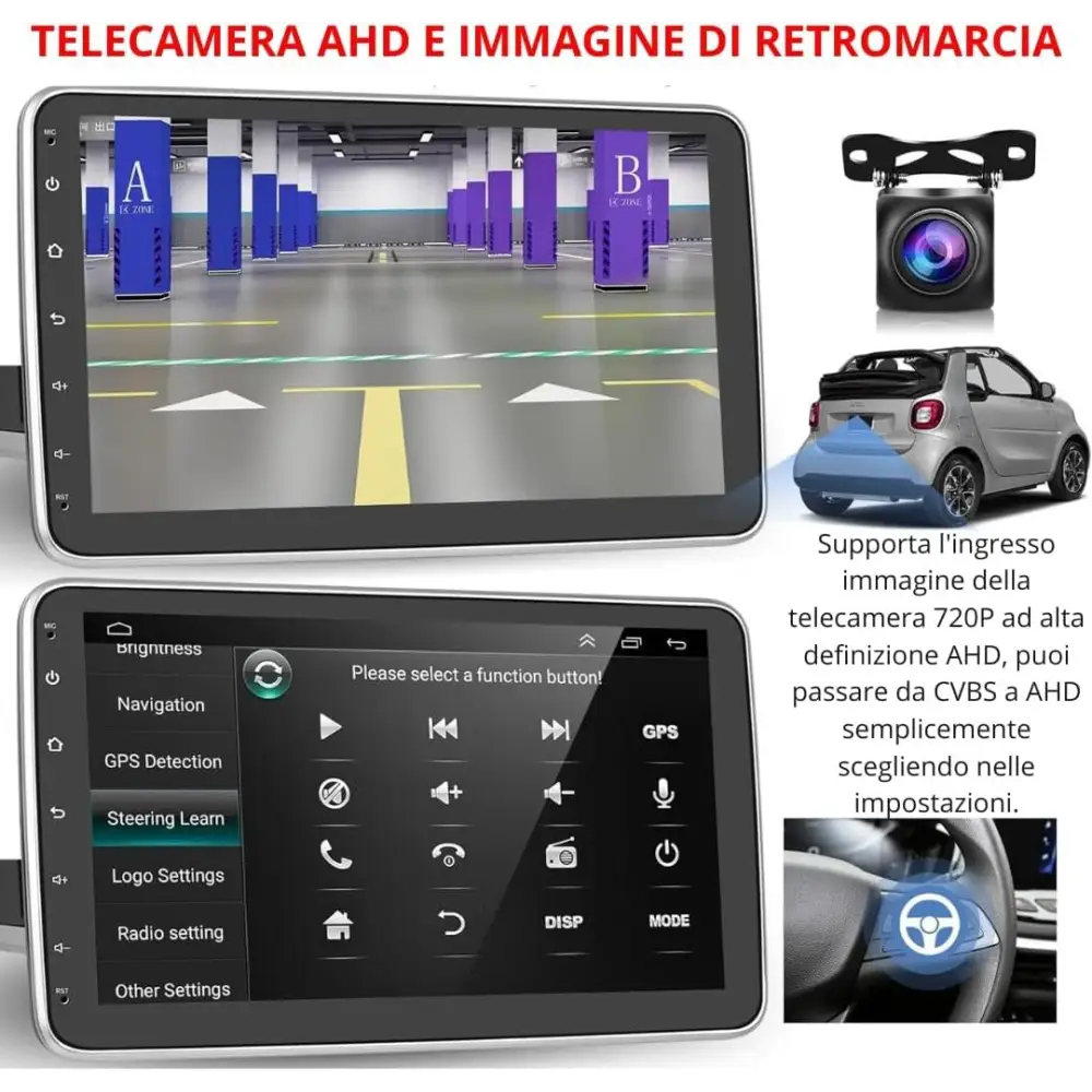 Autoradio Android 1 Din Radio Carplay Wireless schermo touch da 10,1 Pollici - simple