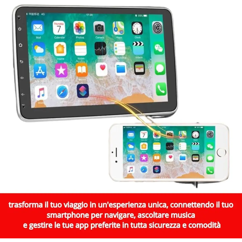 Autoradio Android 1 Din Radio Carplay Wireless schermo touch da 10,1 Pollici - simple