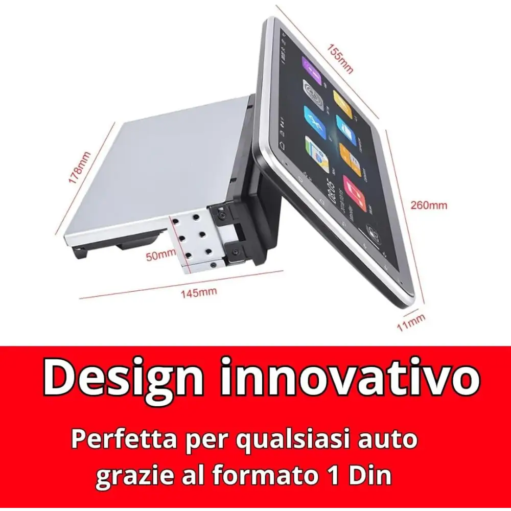 Autoradio Android 1 Din Radio Carplay Wireless schermo touch da 10,1 Pollici - simple
