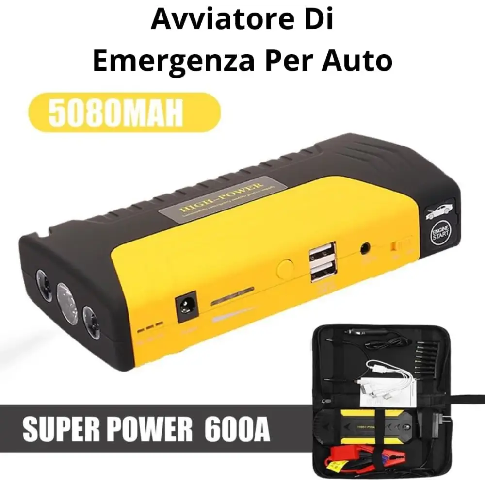Avviatore di Emergenza Portatile con Batteria 15000 mAh Booster Avviamento Auto - simple