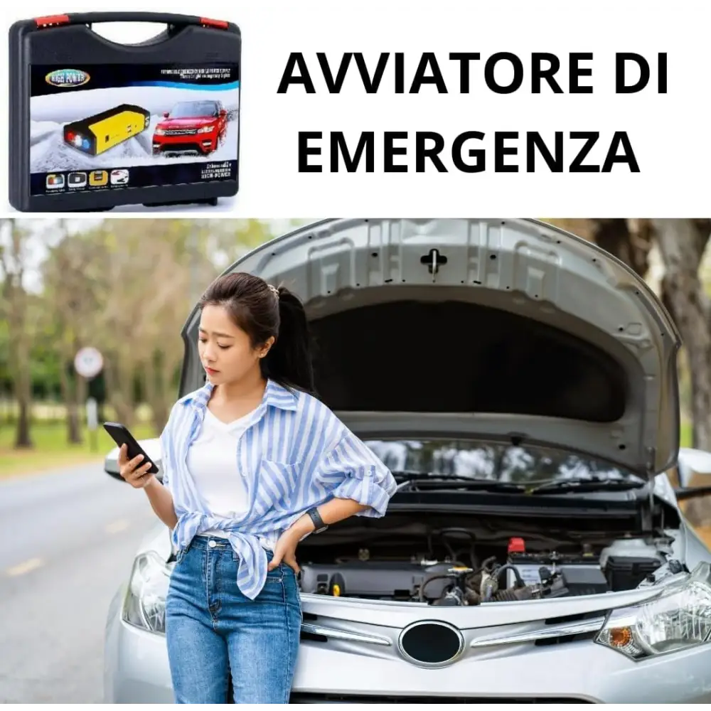 Avviatore di Emergenza Portatile con Batteria 15000 mAh Booster Avviamento Auto - simple