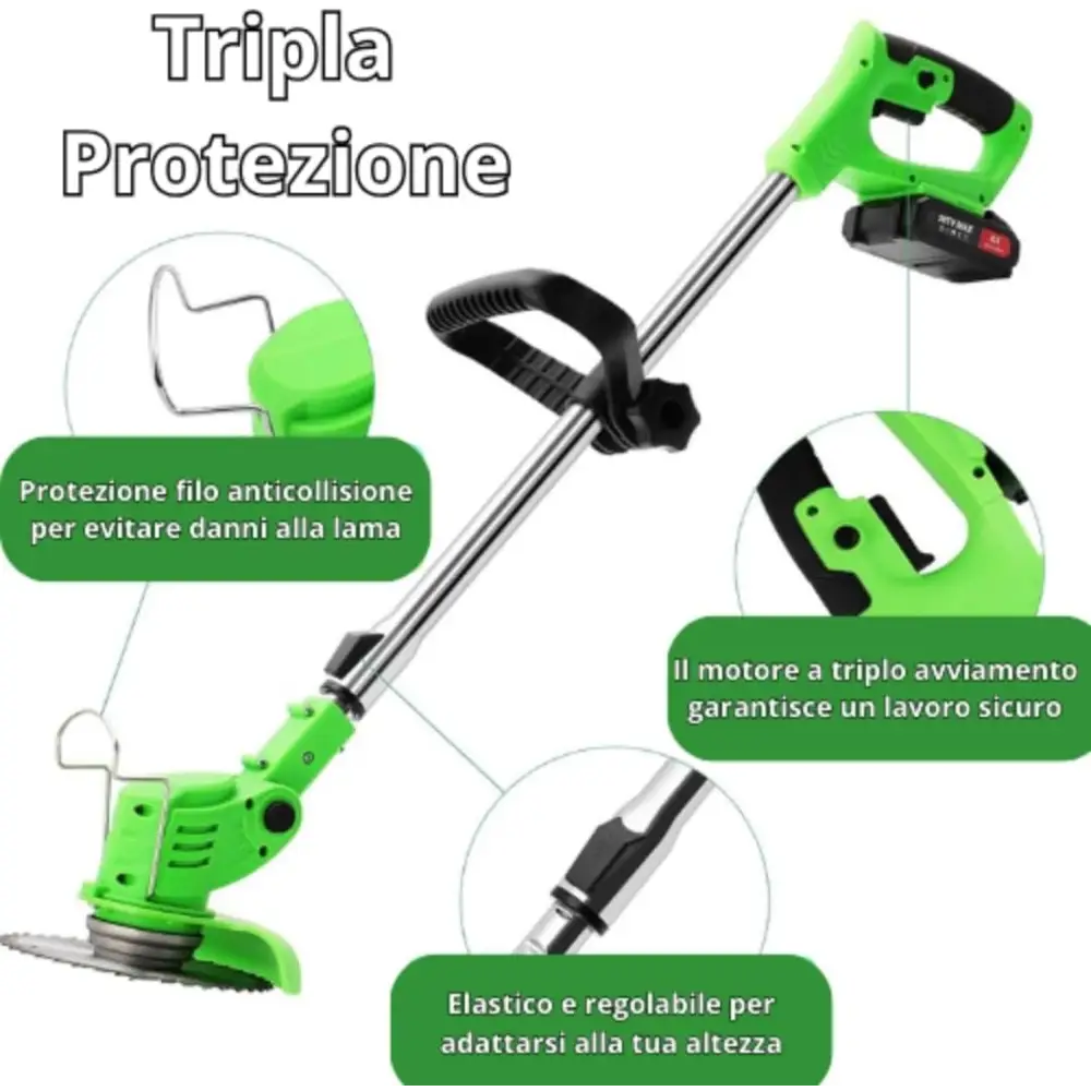Decespugliatore a Batteria Tagliabordi Elettrico 24V con 2 Batterie e Lame Metalliche - simple
