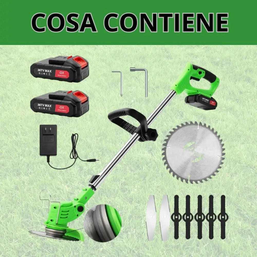 Decespugliatore a Batteria Tagliabordi Elettrico 24V con 2 Batterie e Lame Metalliche - simple