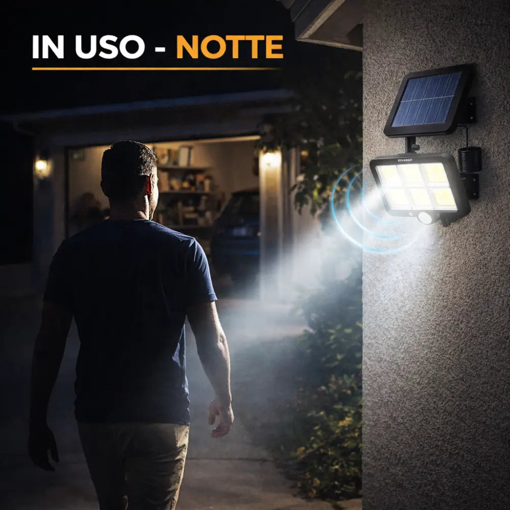 Faretti Solari LED Esterno 2 Pezzi | 100 LED con Sensore di movimento. - Faretti Solari LED