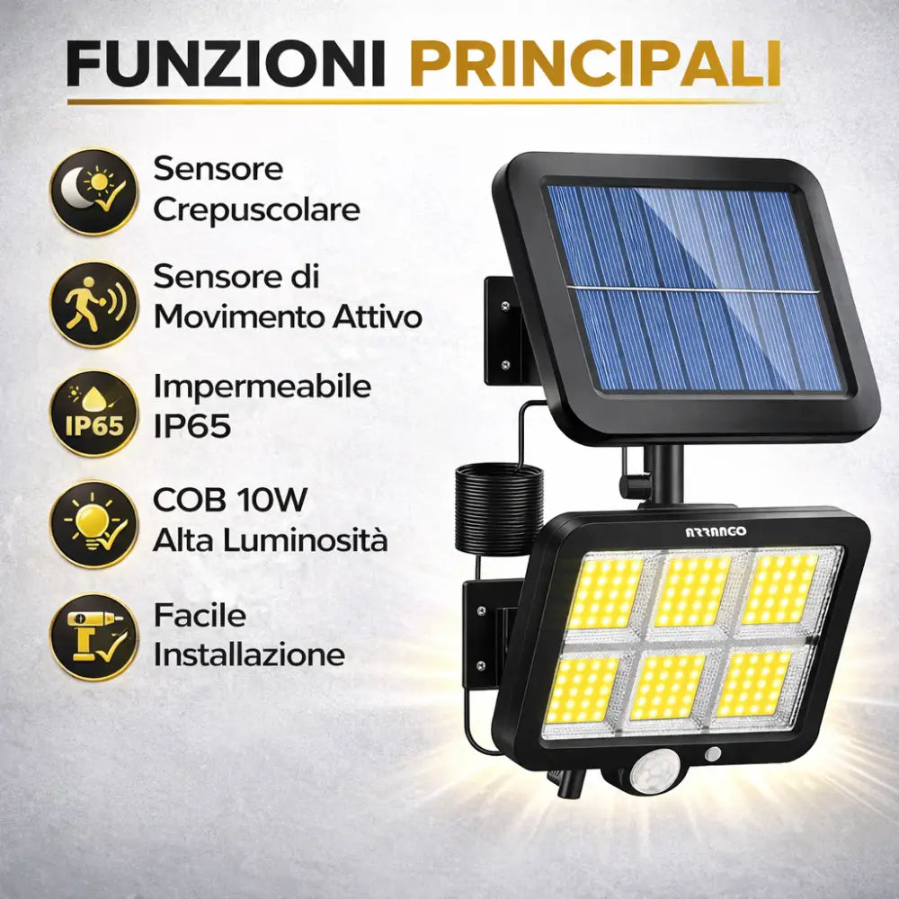 Faretti Solari LED Esterno 2 Pezzi | 100 LED con Sensore di movimento. - Faretti Solari LED