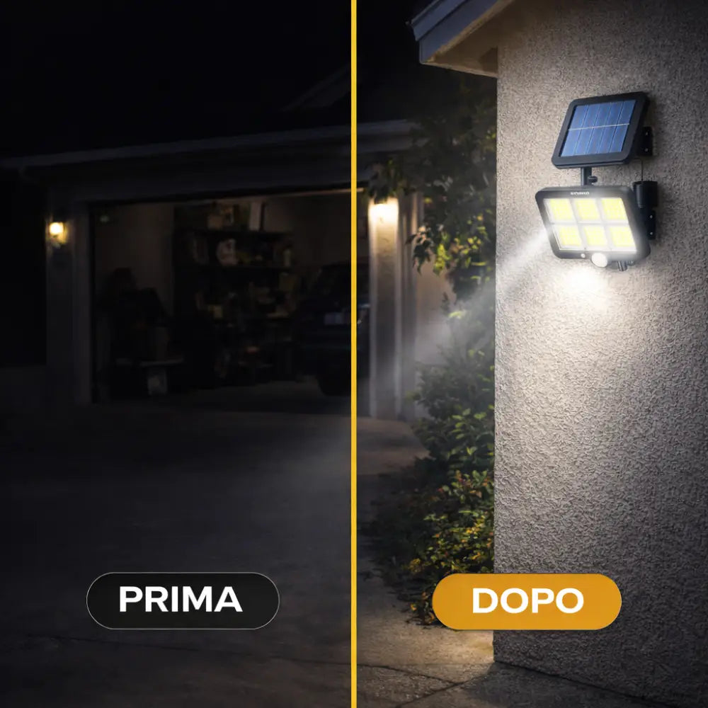Faretti Solari LED Esterno 2 Pezzi | 100 LED con Sensore di movimento. - Faretti Solari LED