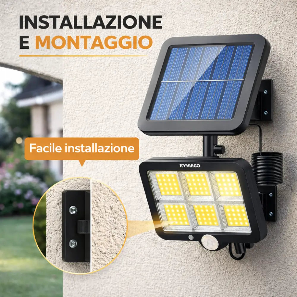 Faretti Solari LED Esterno 2 Pezzi | 100 LED con Sensore di movimento. - Faretti Solari LED