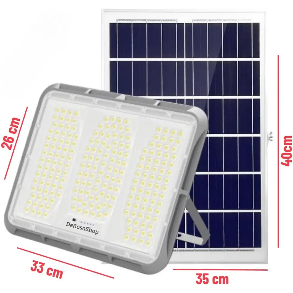 Faretto LED Solare da Esterno 600W Faro con Sensore Crepuscolare e 150 LED - Faro LED