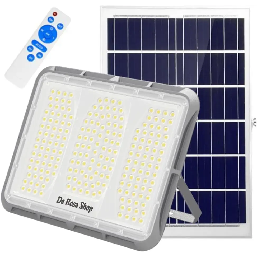 Faretto LED Solare da Esterno 600W Faro con Sensore Crepuscolare e 150 LED - Faro LED