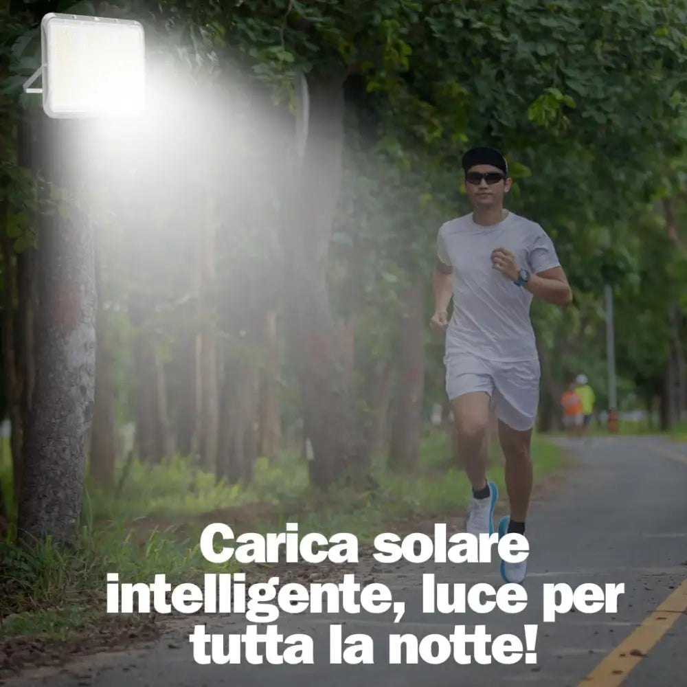 Faretto LED Solare da Esterno 600W Faro con Sensore Crepuscolare e 150 LED - Faro LED