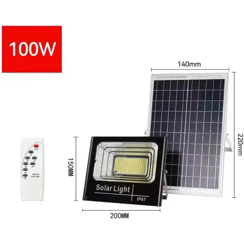 Faro LED Esterno 100W con Pannello Solare Luce Solare 98 Potenti LED - simple