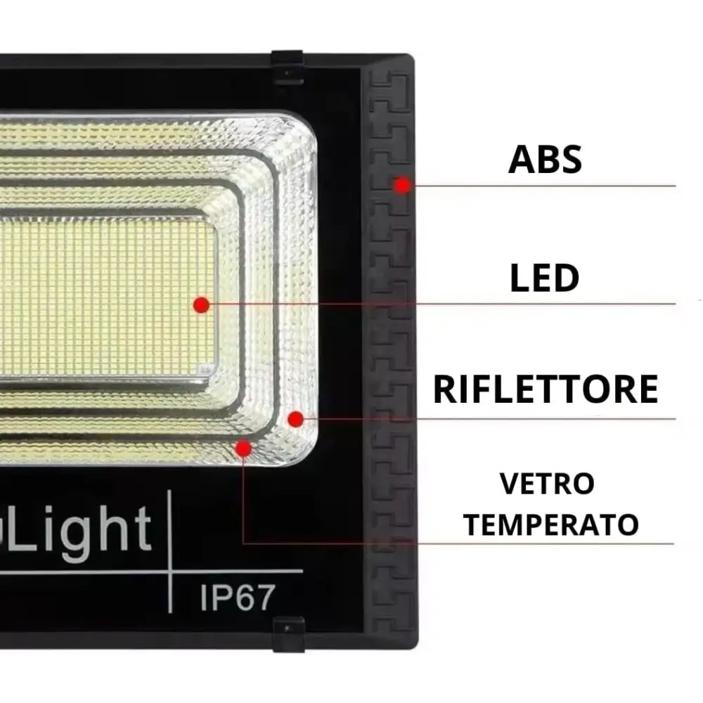 Faro LED Esterno 500W con Pannello Solare Luce Solare 208 Potenti LED - simple