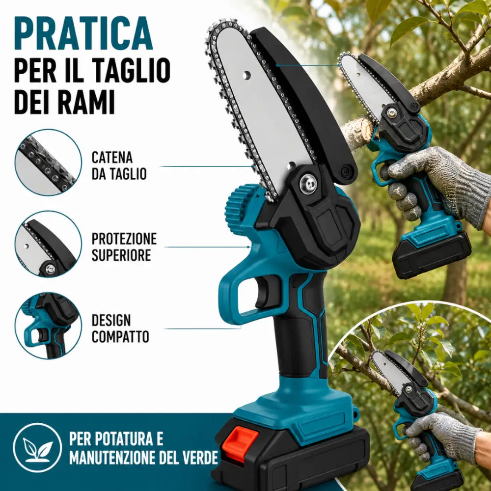 Forbici da Potatura a Batteria + Mini Motosega Elettrica con 2 Batterie 48v. - Forbice per potatura