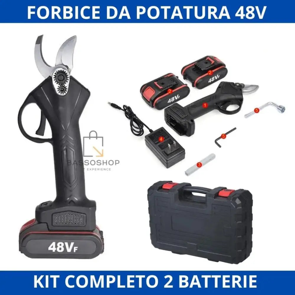 Forbici Potatura con 2 Batterie da 48V Trincia Rami - simple