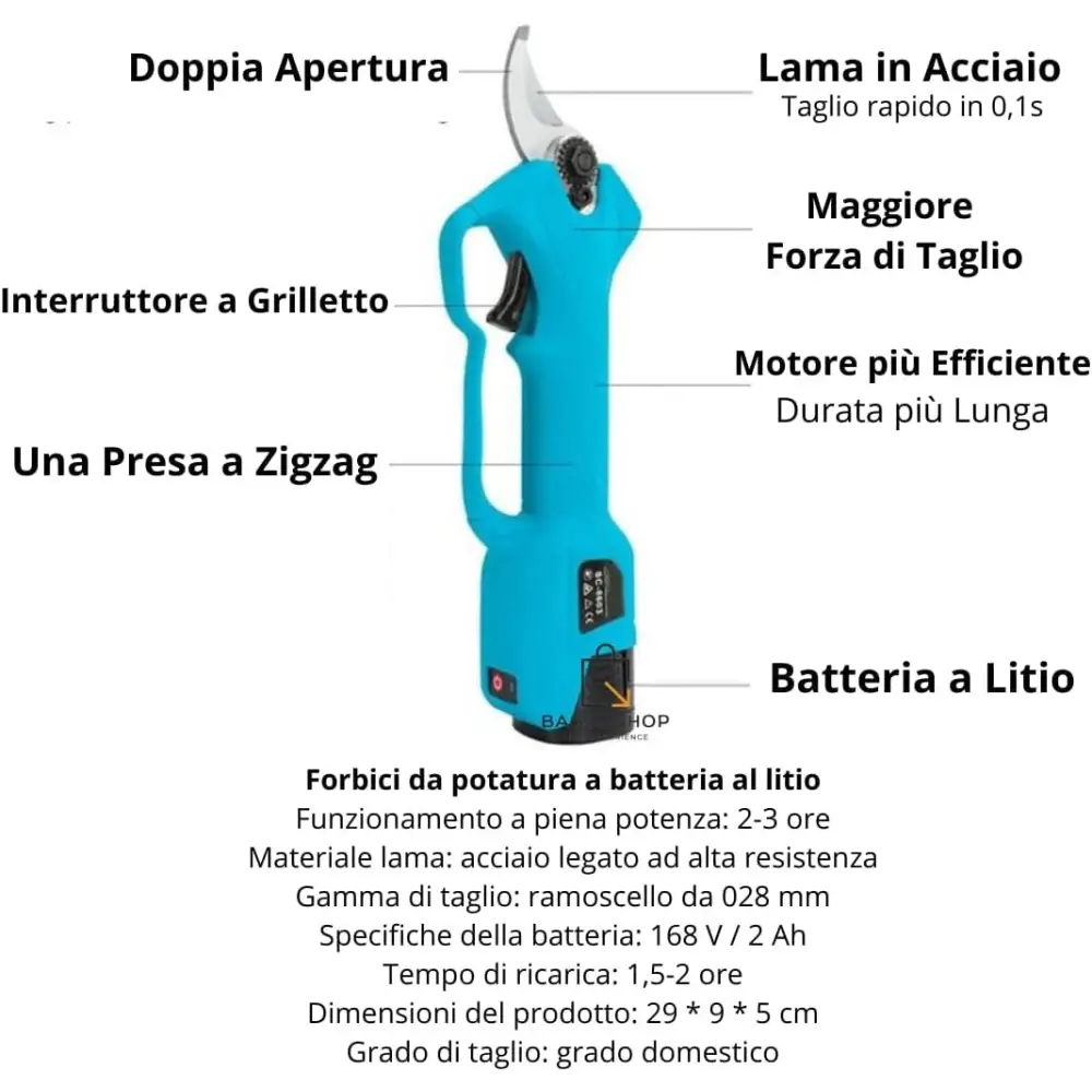 Forbici Potatura con 2 Batterie da 48V Trincia Rami - simple
