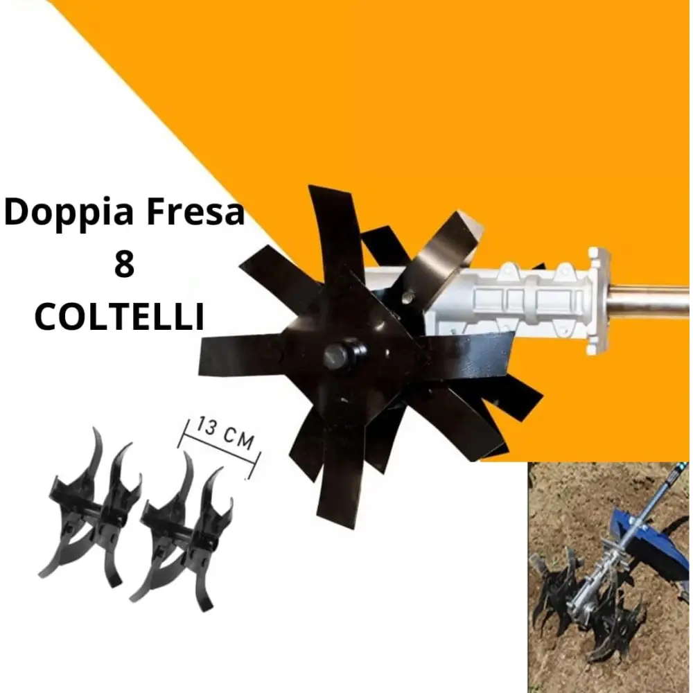 Gruppo Zappette per Decespugliatore e Motozappa Fresa con Ingranaggio a 9 Denti Tubo Ø26 mm - Strumenti Professionali
