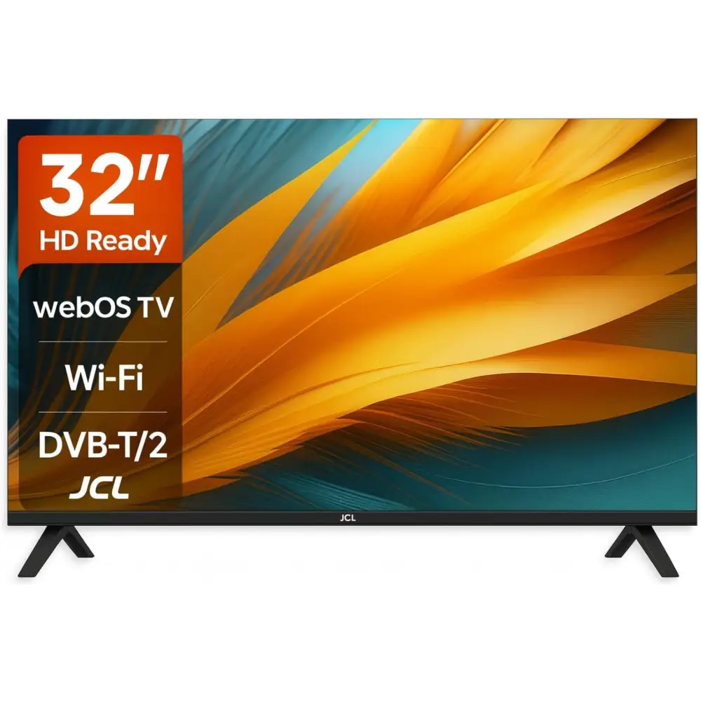 JCL Smart TV 32 Pollici HD Ready (720p) Sistema webOS TV 8.1 WiFi/Ethernet Netflix & YouTube Triplo HDMI