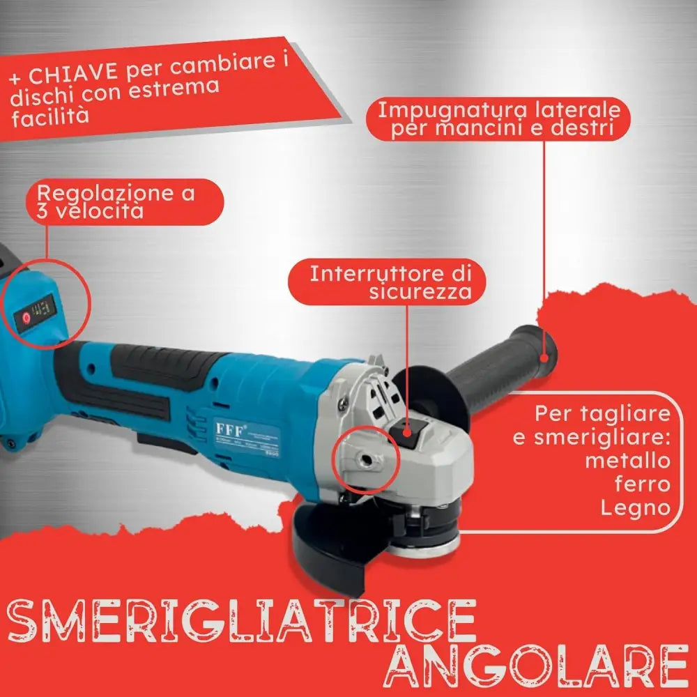 Kit 3 in 1 Trapano Avvitatore Avvitatore a Impulsi Smerigliatrice a Batteria - Trapano Avvitatore