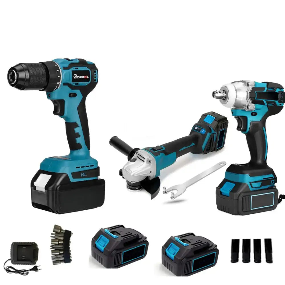 Kit 3 in 1 Trapano Avvitatore Avvitatore a Impulsi Smerigliatrice a Batteria - simple