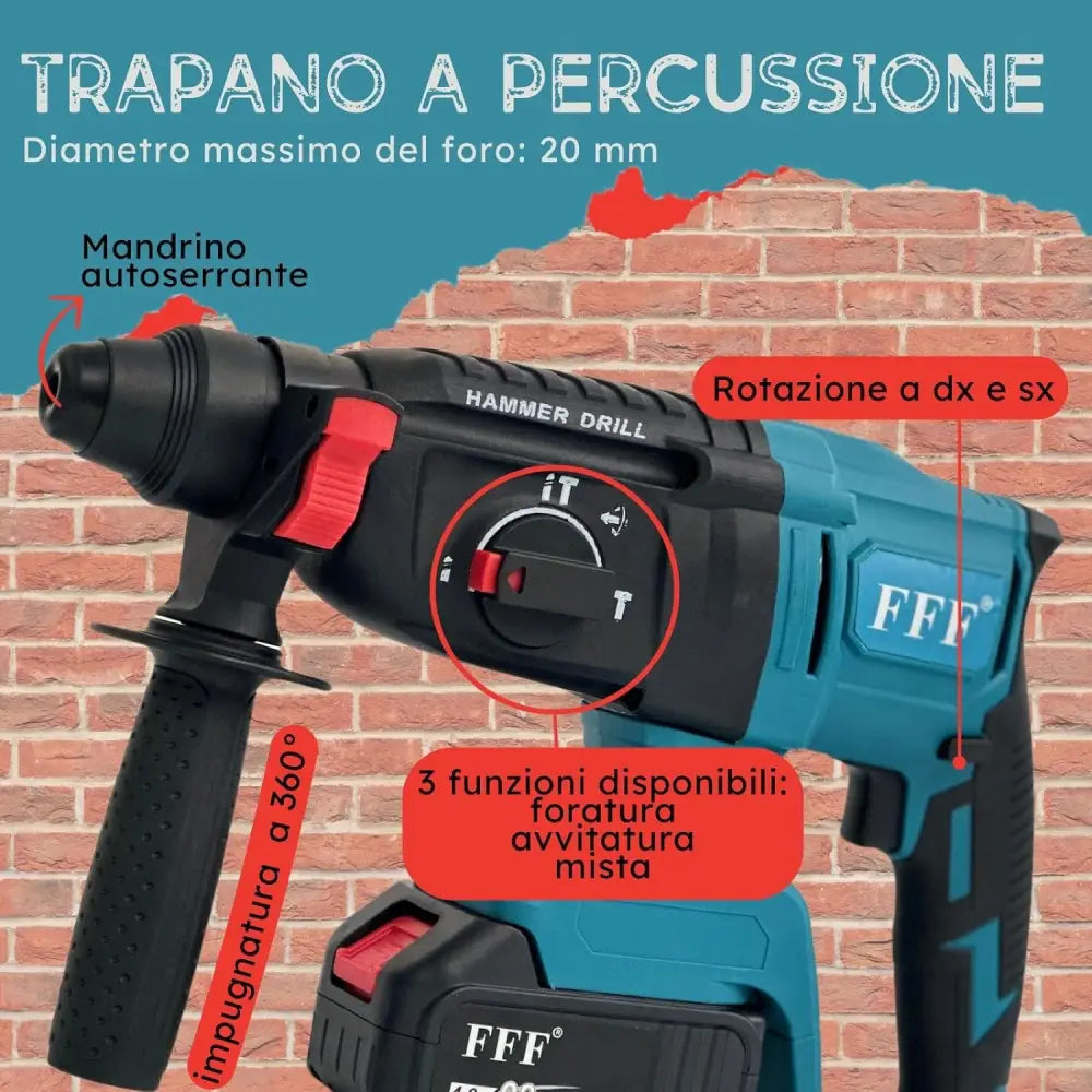 Kit Completo Professionale Fai da Te 4 in 1 con Trapano Avvitatore a Batteria - simple