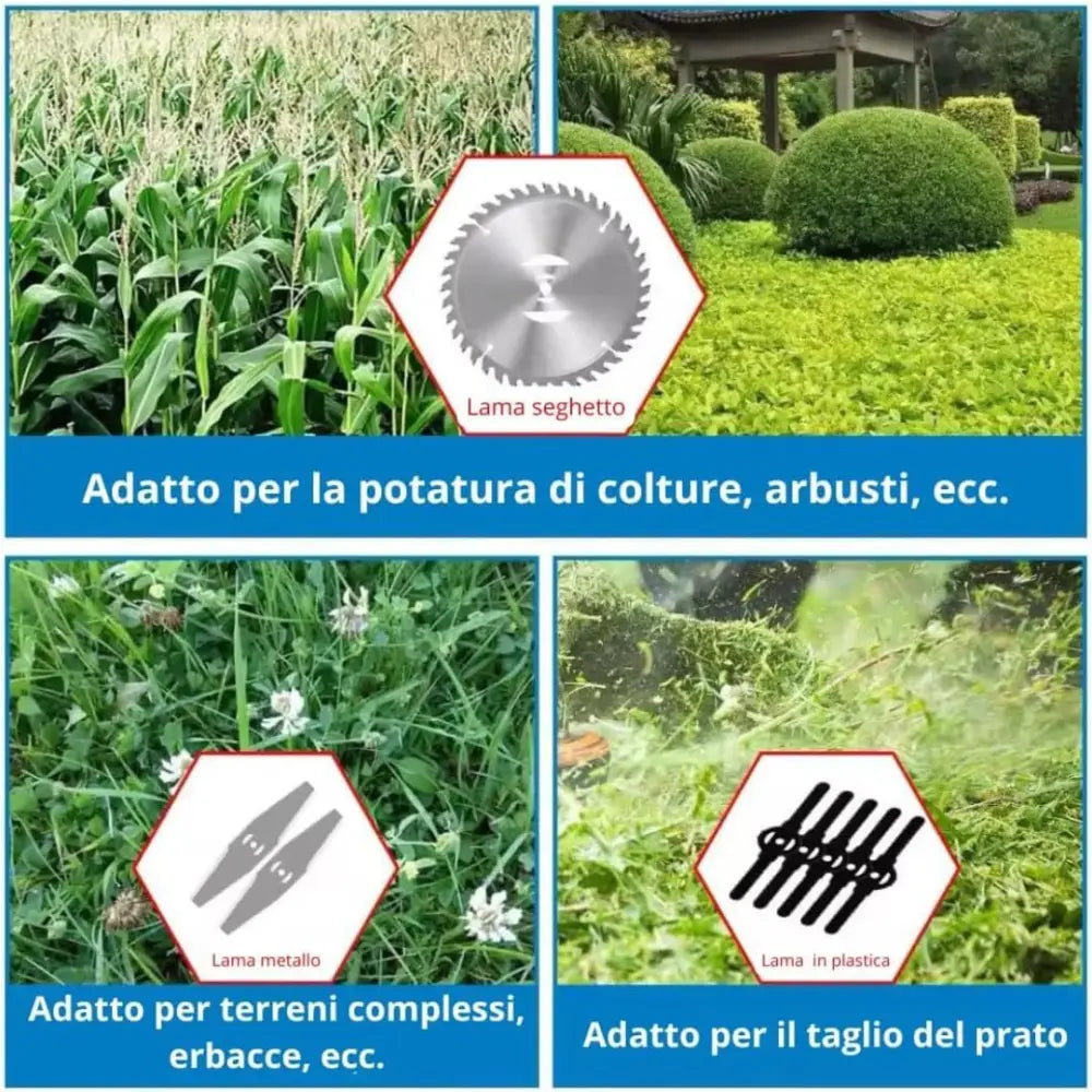 Kit Potatura 3 in 1 a Batteria 48V con 2 Batterie Forbice Elettrica + Mini Motosega 6 con Oliatore + Decespugliatore