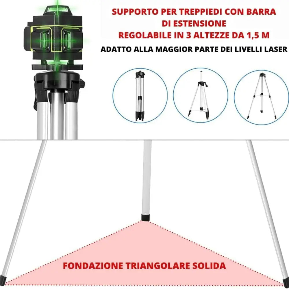 Kit Professionale 3 in 1 Miscelatore Malta e Cemento 1600W 6 Velocità M14 + Livella Laser 4D 16 Linee Autolivellante