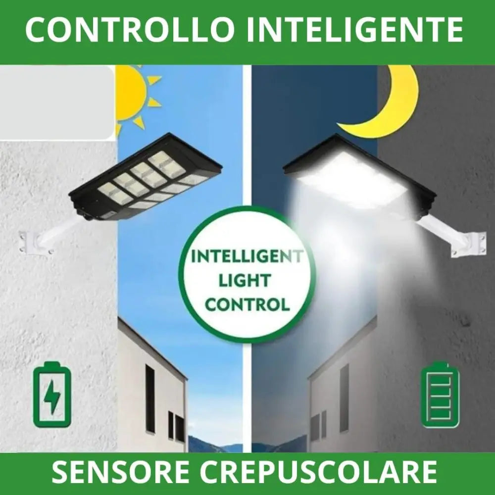 Lampione LED Esterno con Pannello Solare 1000W 6500K Bianco Freddo - simple