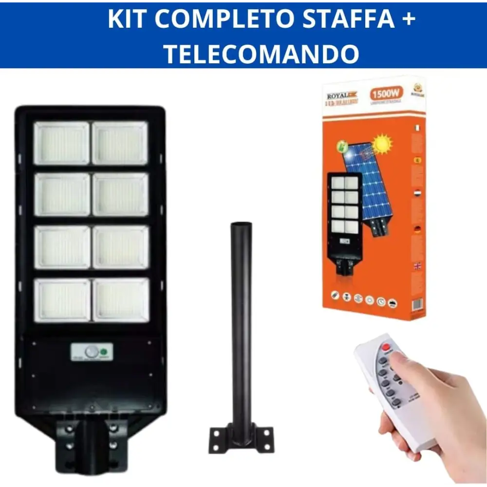 Lampione LED Esterno con Pannello Solare 1500W 6500K Bianco Freddo - simple