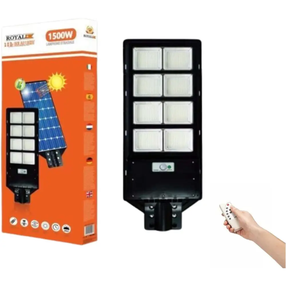 Lampione LED Esterno con Pannello Solare 1500W 6500K Bianco Freddo - simple