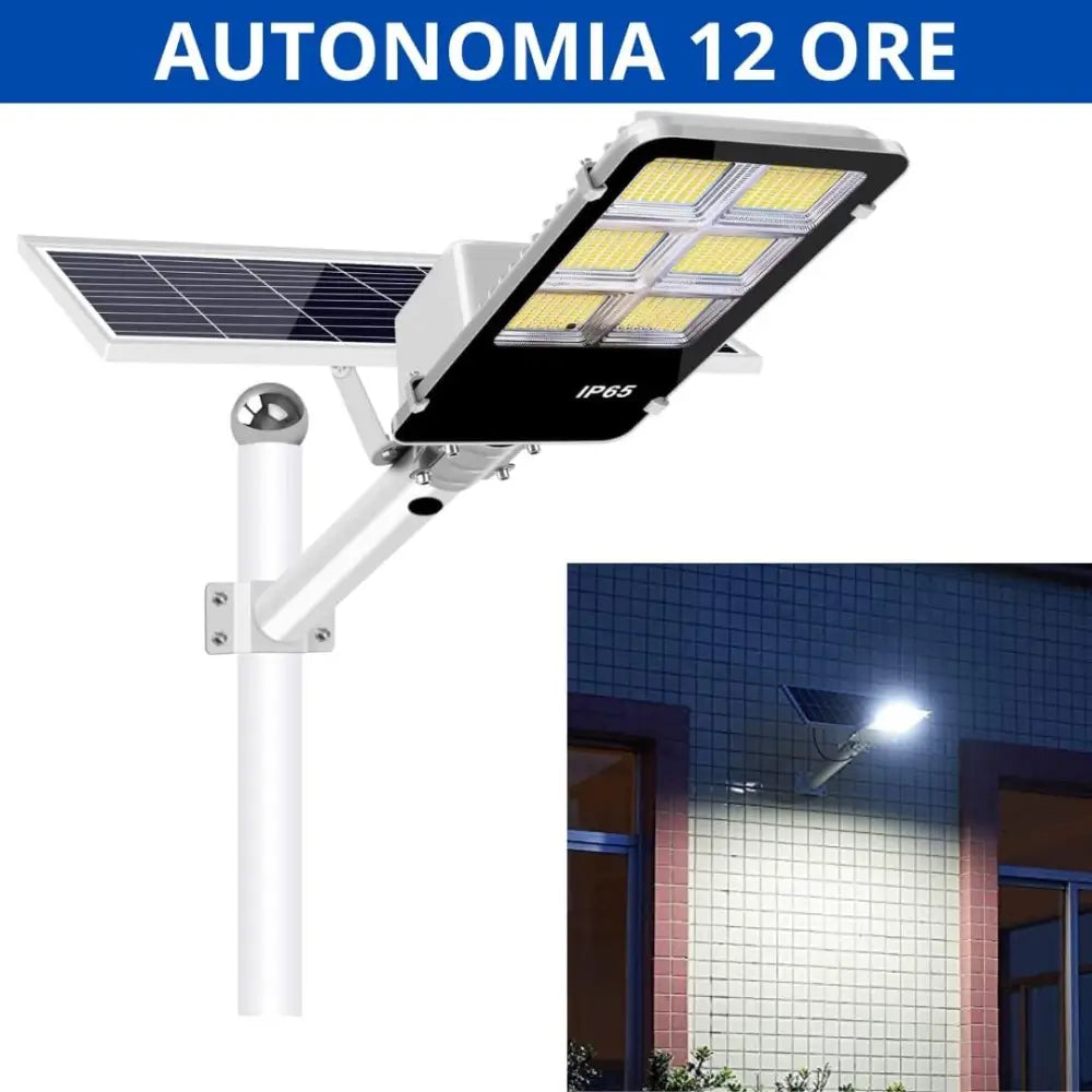 Lampione Solare esterno 400W con Pannello fotovoltaico LED 6500K Bianco Freddo - simple