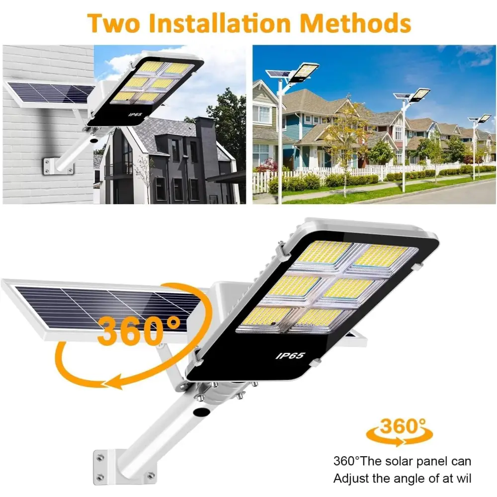 Lampione Solare esterno 400W con Pannello fotovoltaico LED 6500K Bianco Freddo - simple