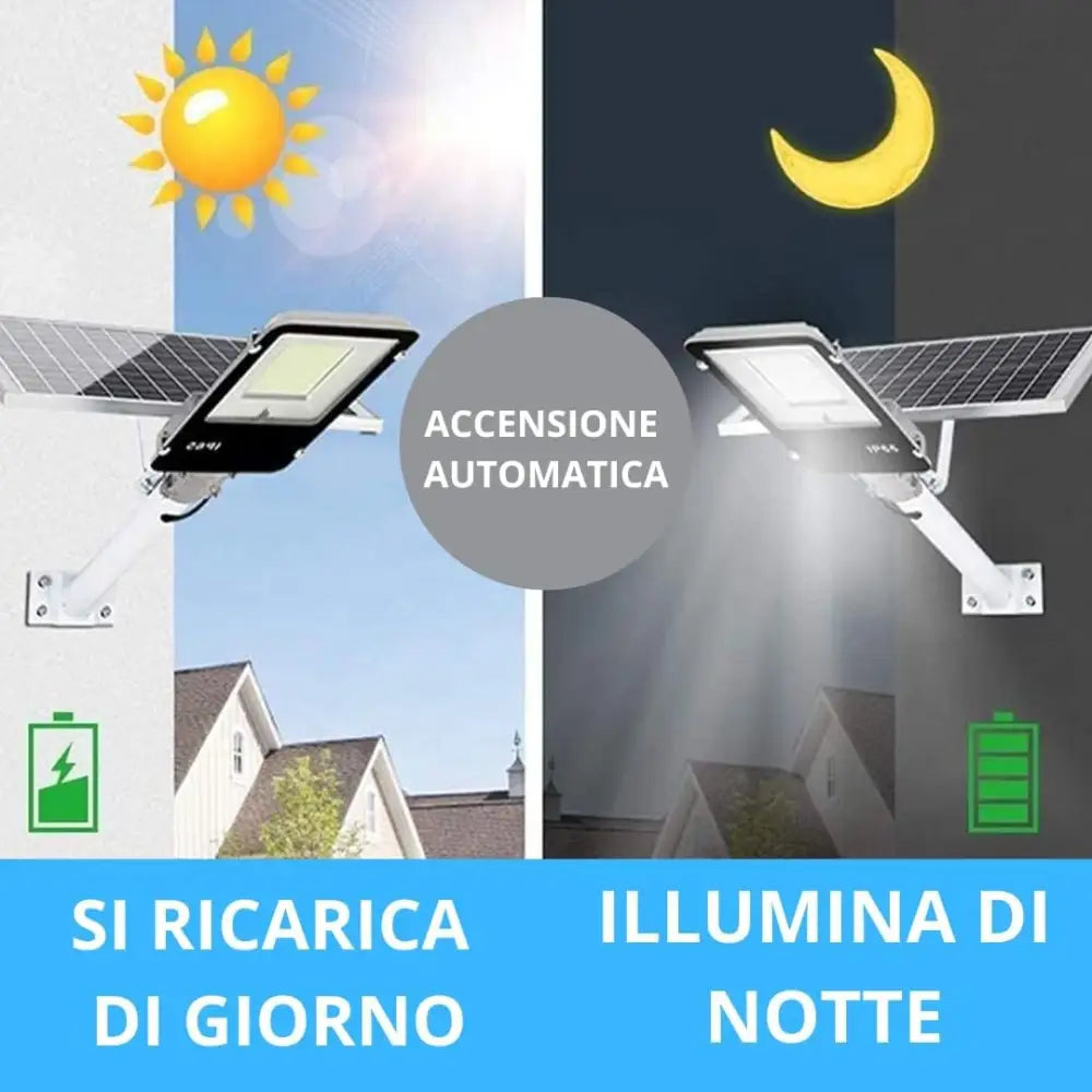 Lampione Solare esterno 400W con Pannello fotovoltaico LED 6500K Bianco Freddo - simple
