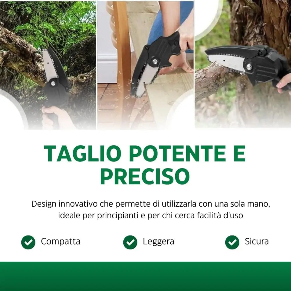 Mini Motosega a Batteria 4 Pollici con Doppia Batteria e Valigetta - simple