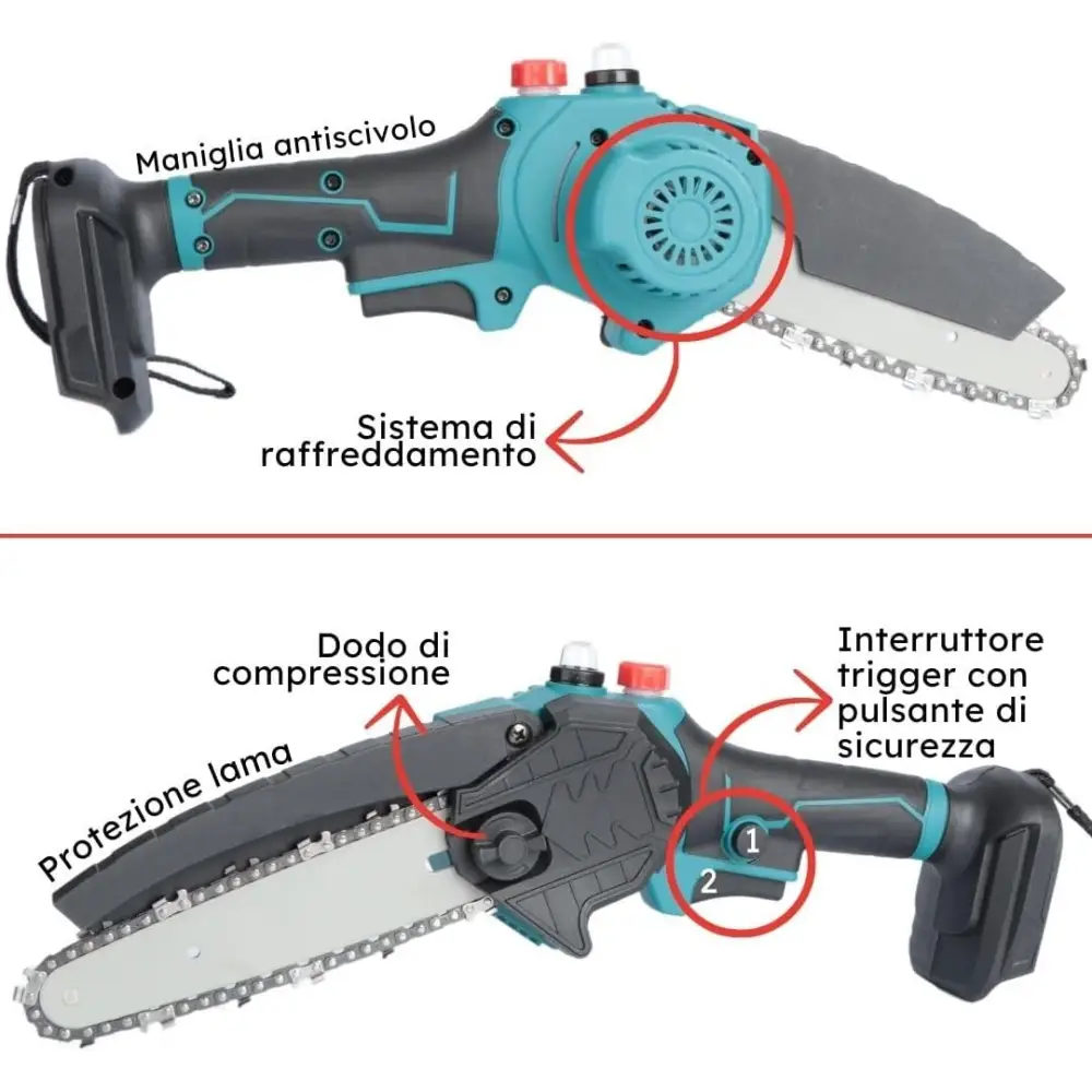 Mini Motosega a Batteria 6 Pollici per Potatura e Giardinaggio - simple