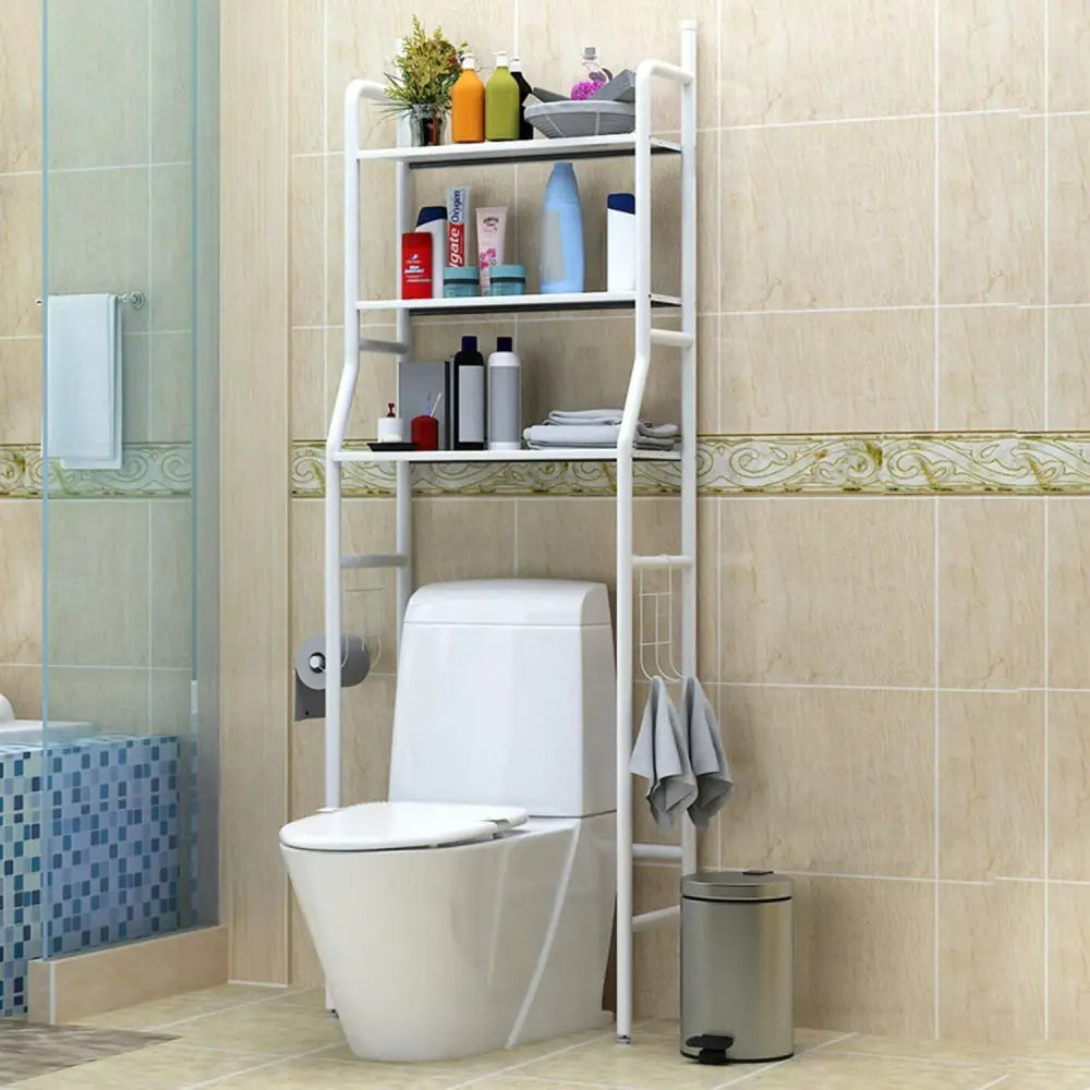 Mobile Lavatrice Salvaspazio con 3 Ripiani Anti Ribaltamento Scaffale Sopra Lavatrice per Bagno e Lavanderia Robusto