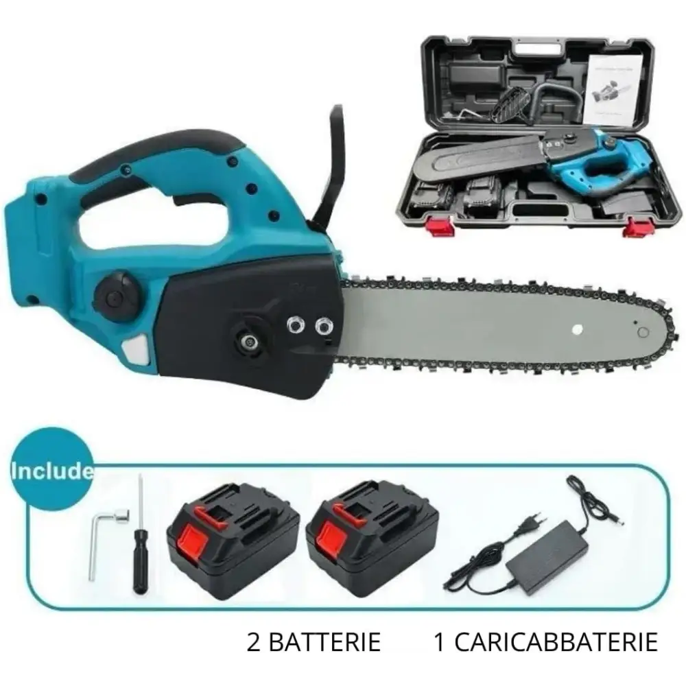 Motosega a Batteria per Potatura Sega Elettrica 12 Pollici con 2 Batterie - simple