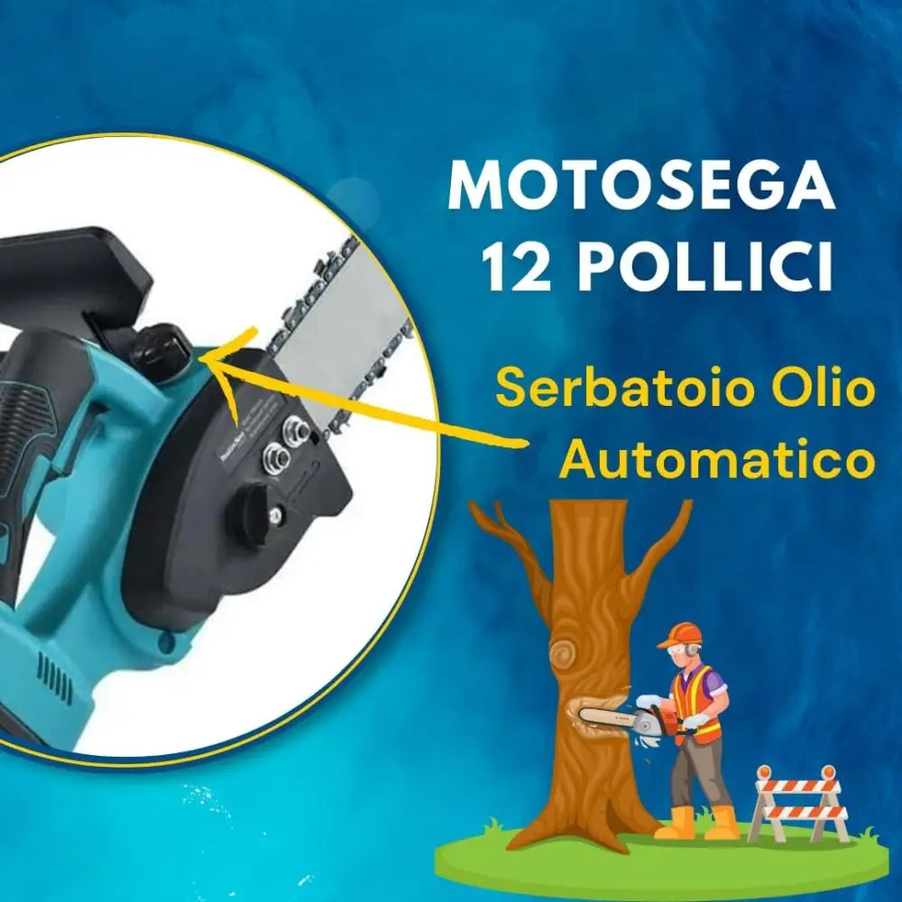 Motosega a Batteria per Potatura Sega Elettrica 12 Pollici con 2 Batterie - simple