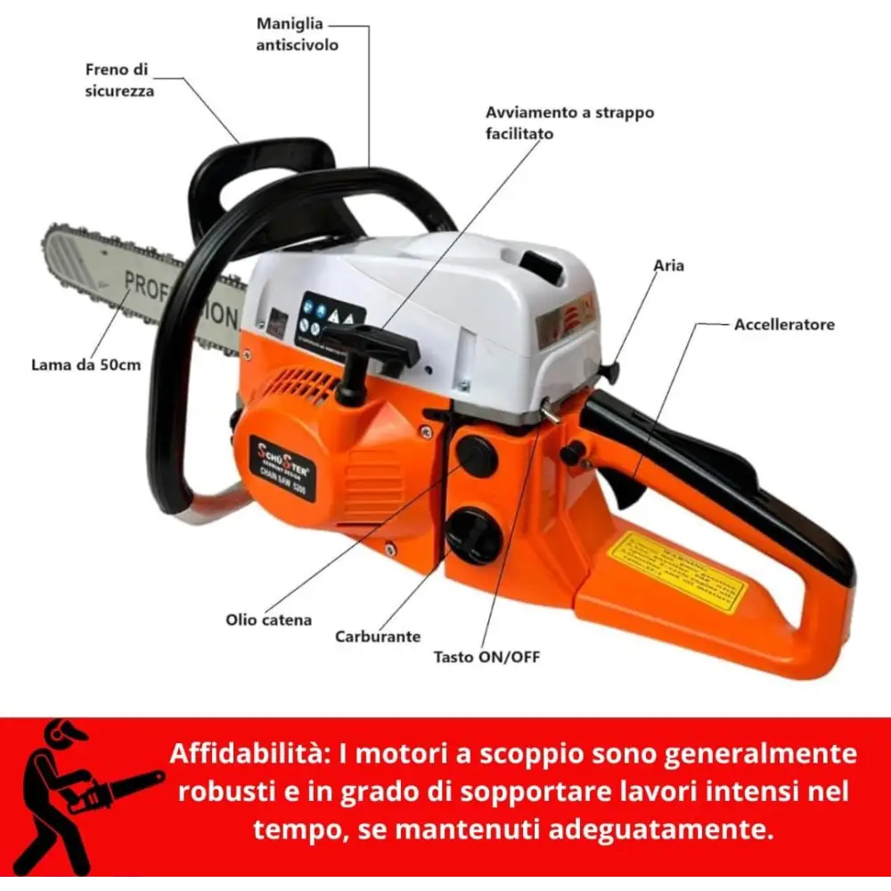 Motosega a Scoppio Professionale 52cc - simple