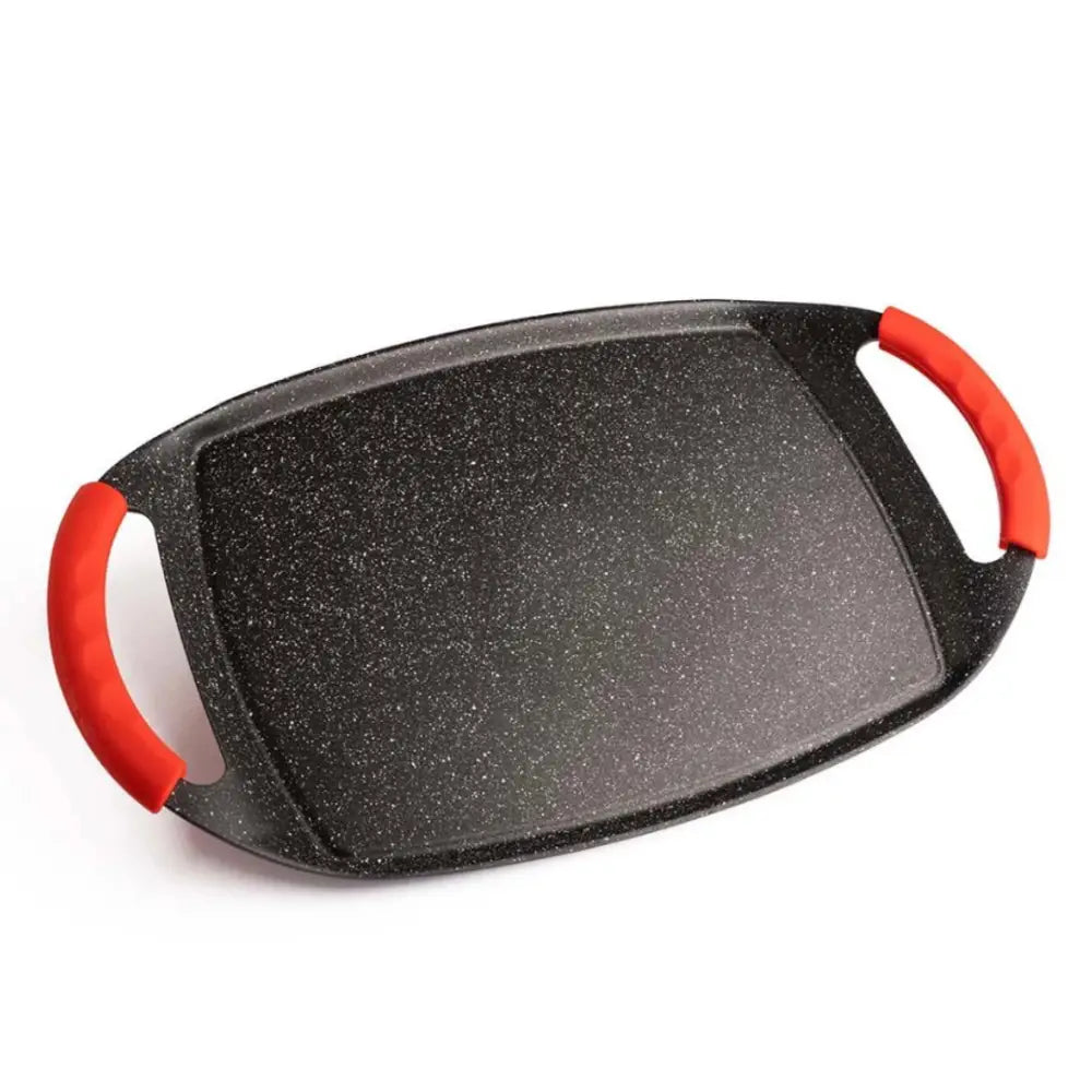 Padella Bistecchiera Antiaderente 47cm in Alluminio Pressofuso Rivestimento Effetto Marmo Griglia Induzione per Carne