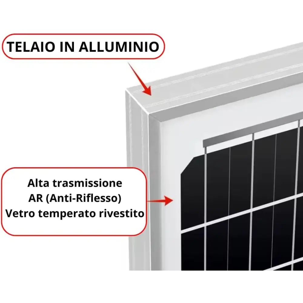 Pannello Solare 100W 12V Monocristallino Impianto Fotovoltaico per Camper Casa e Baita Alta Efficienza e Massima