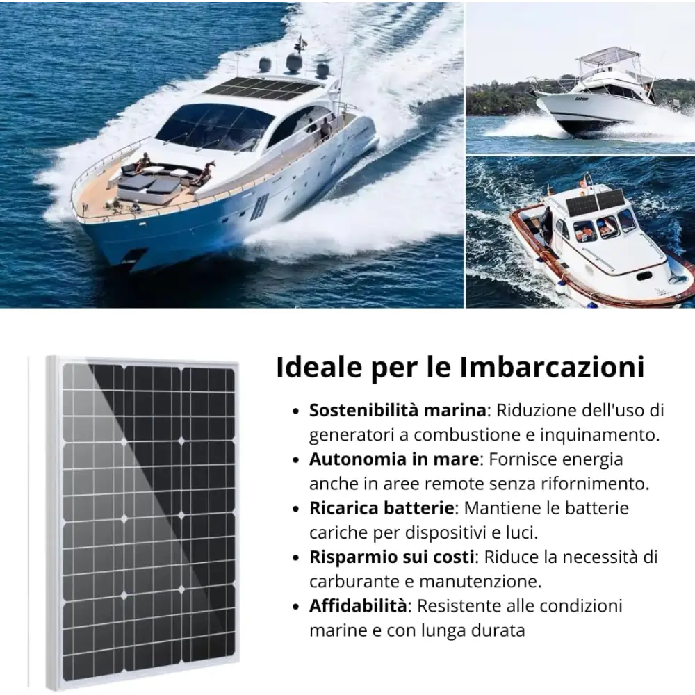 Pannello Solare 100W 12V Monocristallino Impianto Fotovoltaico per Camper Casa e Baita Alta Efficienza e Massima