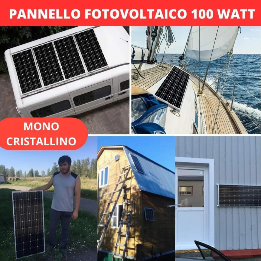 Pannello solare 12v 100 Watt Pannello Fotovoltaico Monocristallino - simple