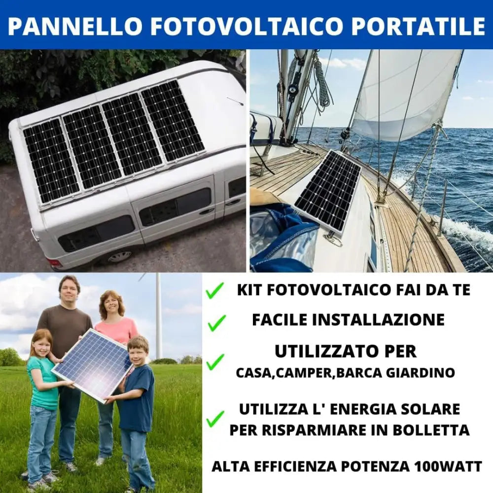 Pannello solare 12v 100 Watt Pannello Fotovoltaico Monocristallino - simple