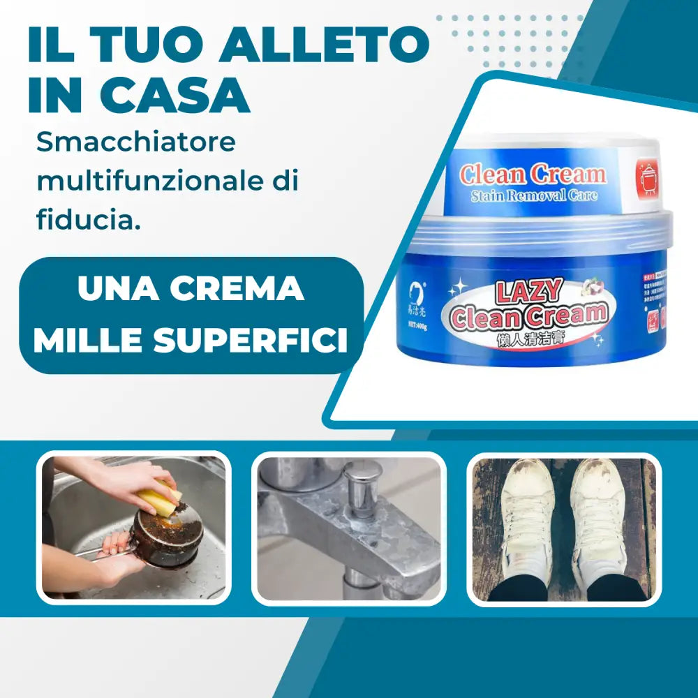 Pasta Pulente Multiuso 400g con Spugna + Panno Magico Microfibra Anticalcare Doccia Azione Antigoccia Brilla Acciaio