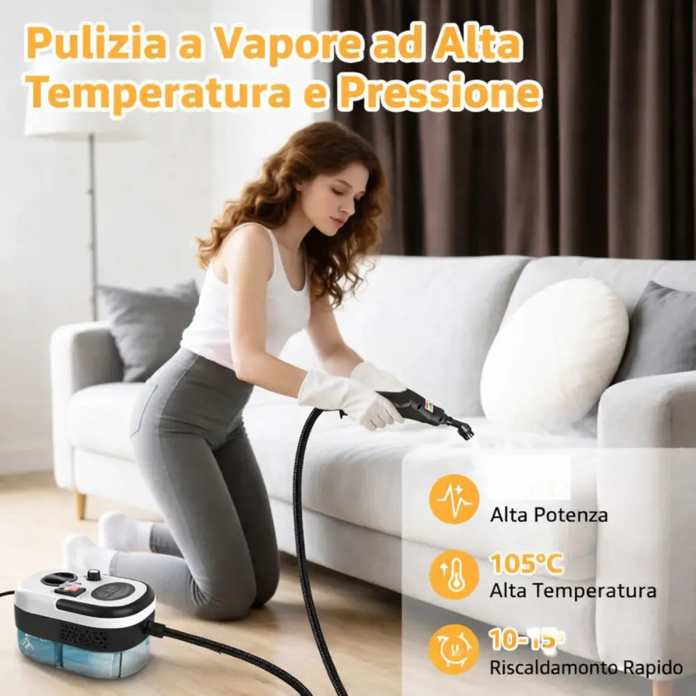 Pulitore a Vapore 1,2L Professionale | Pulizia Profonda per Casa e Auto - pulitore a vapore