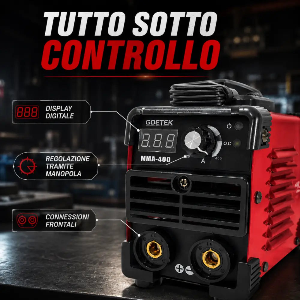 Saldatrice Inverter Mini MMA-400A Ultra Compatta | IGBT DC VRD Display LED MMA e Lift - Saldatrice